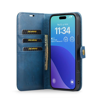 For iPhone 16 Pro Max DG.MING Crazy Horse Texture Detachable Magnetic Leather Phone Case(Blue) by DG.MING
