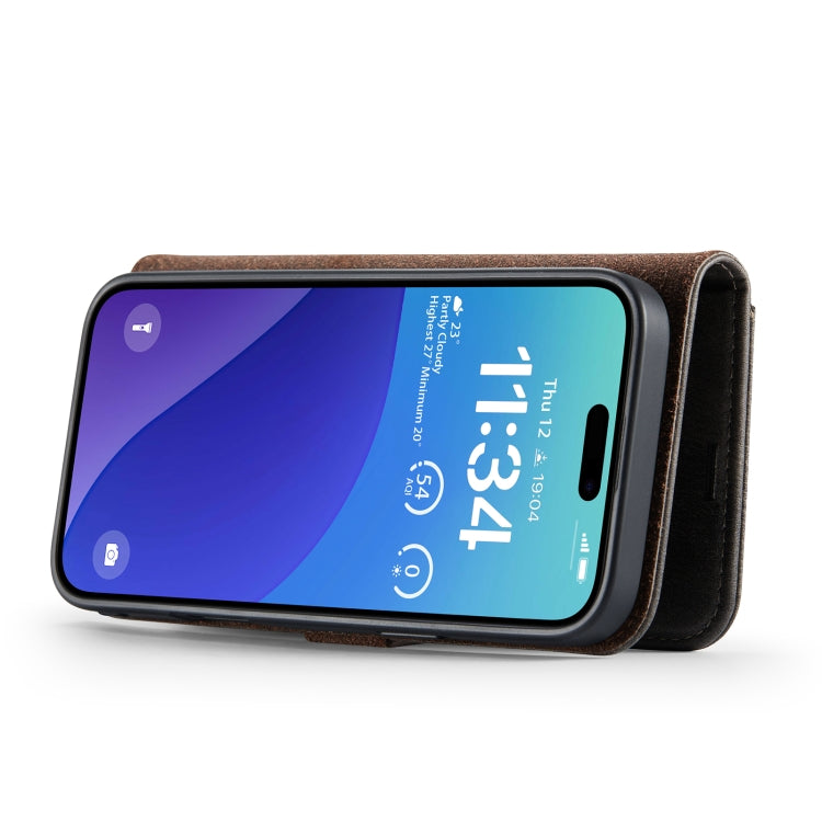 For iPhone 16 Pro DG.MING Crazy Horse Texture Detachable Magnetic Leather Phone Case(Grey) by DG.MING