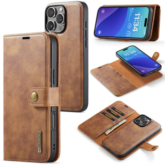 For iPhone 16 Pro DG.MING Crazy Horse Texture Detachable Magnetic Leather Phone Case(Brown) by DG.MING