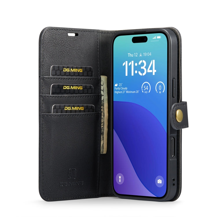 For iPhone 16 Pro DG.MING Crazy Horse Texture Detachable Magnetic Leather Phone Case(Black) by DG.MING