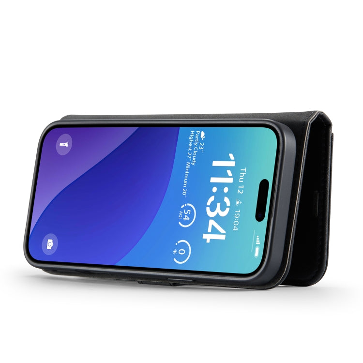 For iPhone 16 Pro DG.MING Crazy Horse Texture Detachable Magnetic Leather Phone Case(Black) by DG.MING