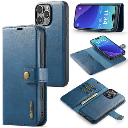 For iPhone 16 Pro DG.MING Crazy Horse Texture Detachable Magnetic Leather Phone Case(Blue) by DG.MING