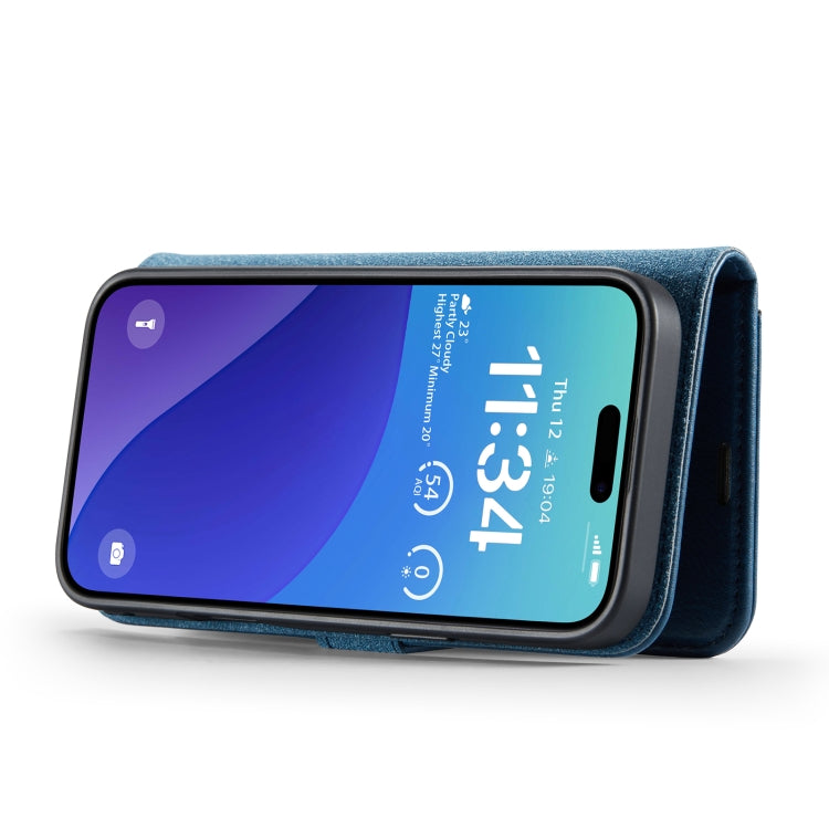 For iPhone 16 Pro DG.MING Crazy Horse Texture Detachable Magnetic Leather Phone Case(Blue) by DG.MING