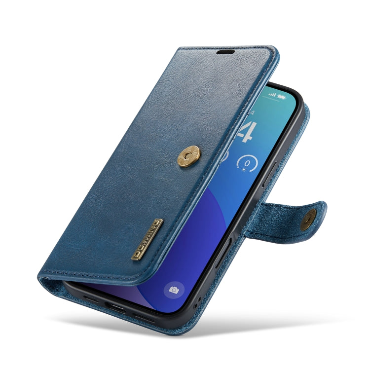 For iPhone 16 Pro DG.MING Crazy Horse Texture Detachable Magnetic Leather Phone Case(Blue) by DG.MING