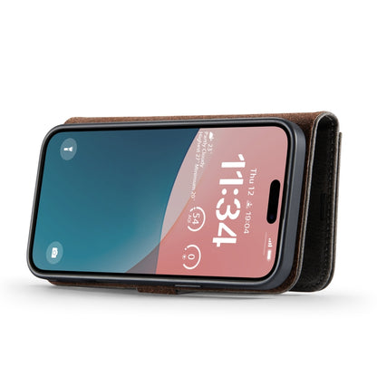 For iPhone 16 Plus DG.MING Crazy Horse Texture Detachable Magnetic Leather Phone Case(Grey) by DG.MING