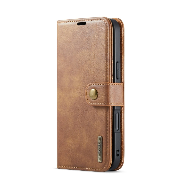For iPhone 16 Plus DG.MING Crazy Horse Texture Detachable Magnetic Leather Phone Case(Brown) by DG.MING
