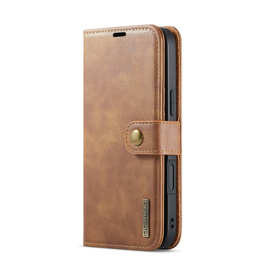 For iPhone 16 Plus DG.MING Crazy Horse Texture Detachable Magnetic Leather Phone Case(Brown) by DG.MING