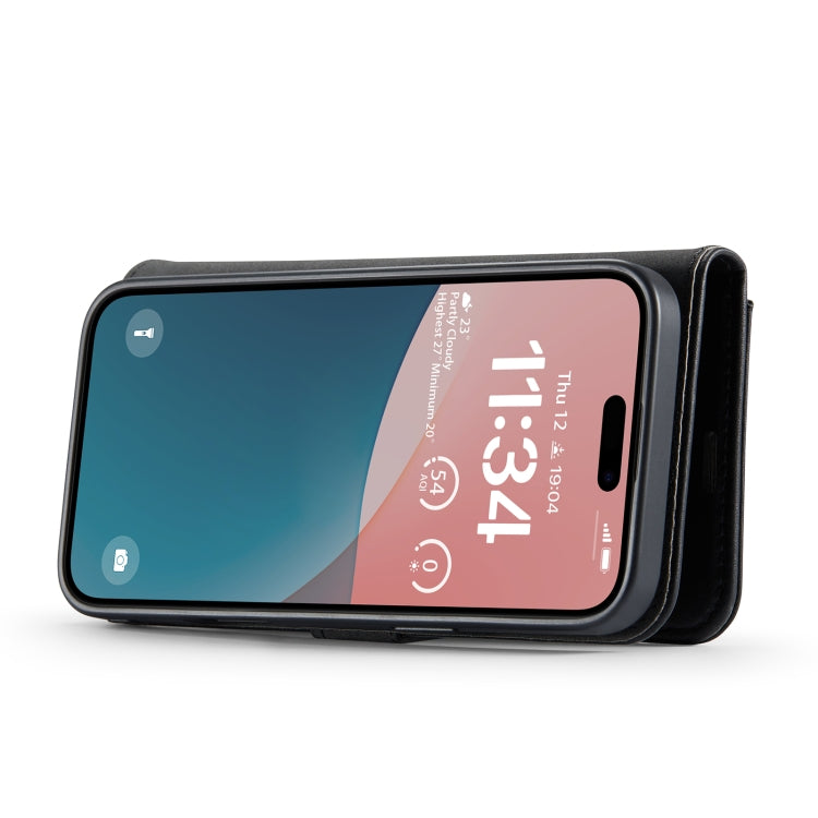 For iPhone 16 Plus DG.MING Crazy Horse Texture Detachable Magnetic Leather Phone Case(Black) by DG.MING