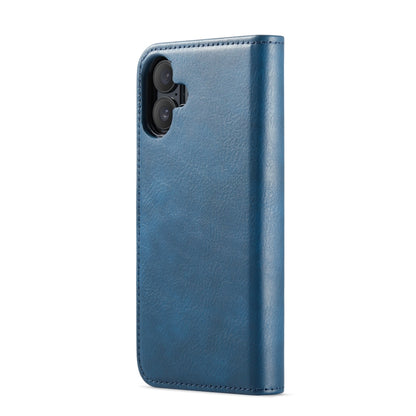 For iPhone 16 Plus DG.MING Crazy Horse Texture Detachable Magnetic Leather Phone Case(Blue) by DG.MING