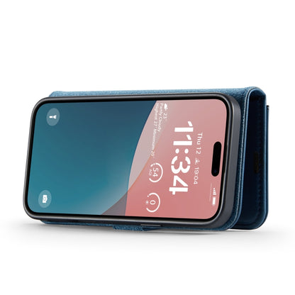 For iPhone 16 Plus DG.MING Crazy Horse Texture Detachable Magnetic Leather Phone Case(Blue) by DG.MING