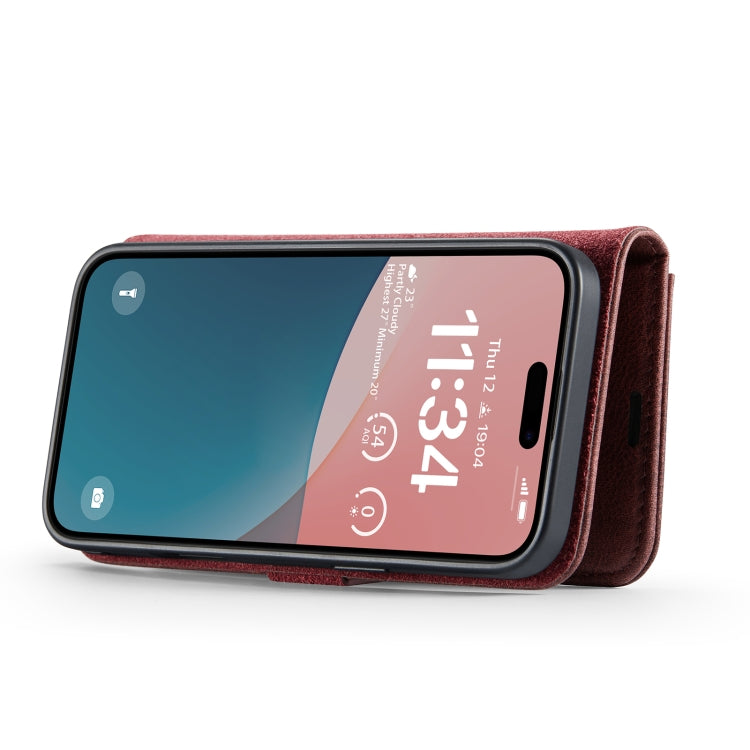 For iPhone 16 DG.MING Crazy Horse Texture Detachable Magnetic Leather Phone Case(Red) by DG.MING