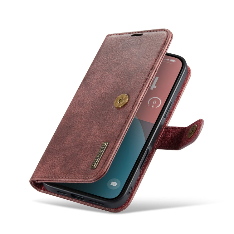 For iPhone 16 DG.MING Crazy Horse Texture Detachable Magnetic Leather Phone Case(Red) by DG.MING