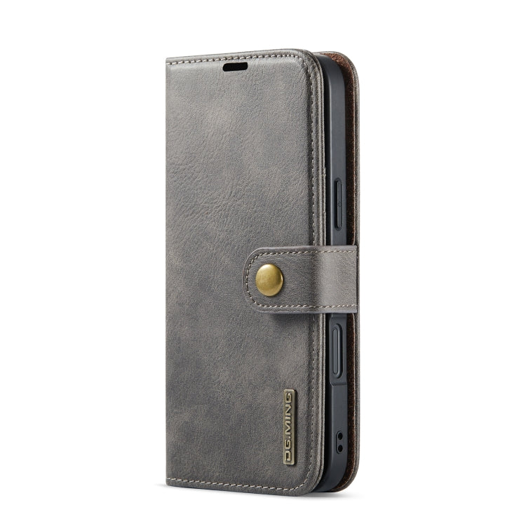 For iPhone 16 DG.MING Crazy Horse Texture Detachable Magnetic Leather Phone Case(Grey) by DG.MING