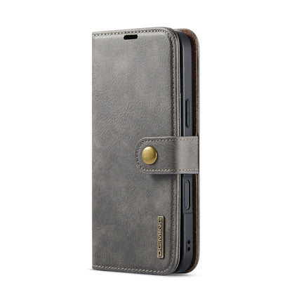 For iPhone 16 DG.MING Crazy Horse Texture Detachable Magnetic Leather Phone Case(Grey) by DG.MING