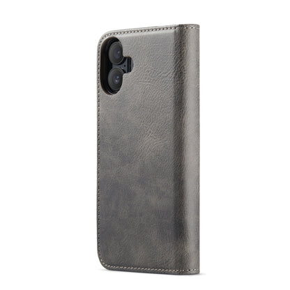 For iPhone 16 DG.MING Crazy Horse Texture Detachable Magnetic Leather Phone Case(Grey) by DG.MING