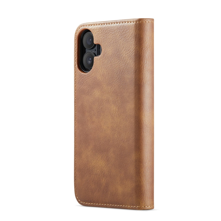 For iPhone 16 DG.MING Crazy Horse Texture Detachable Magnetic Leather Phone Case(Brown) by DG.MING