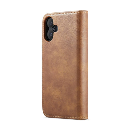 For iPhone 16 DG.MING Crazy Horse Texture Detachable Magnetic Leather Phone Case(Brown) by DG.MING