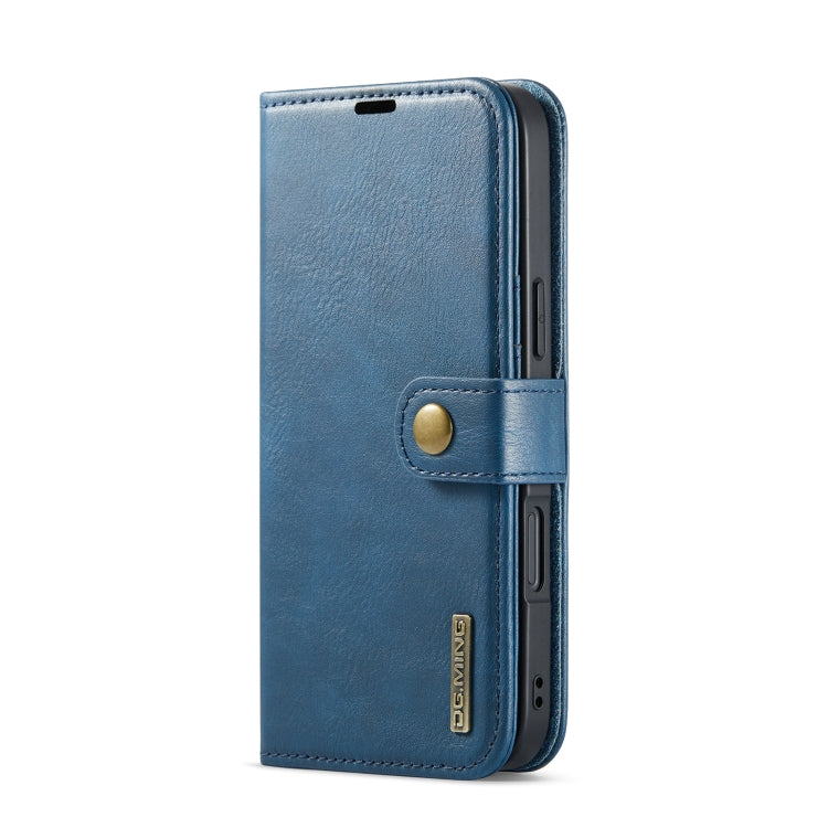 For iPhone 16 DG.MING Crazy Horse Texture Detachable Magnetic Leather Phone Case(Blue) by DG.MING