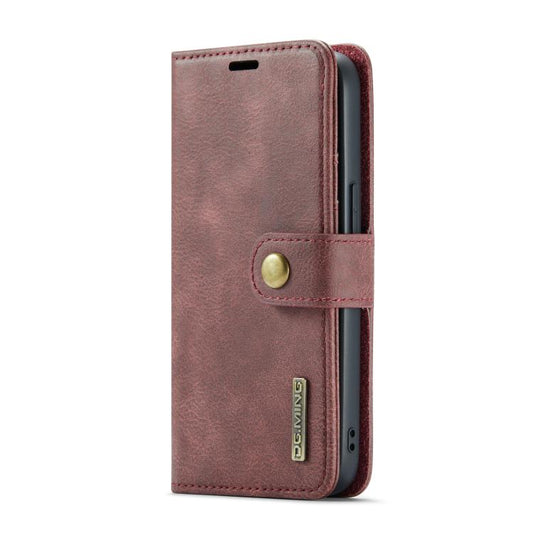 For iPhone 16e DG.MING Crazy Horse Texture Detachable Magnetic Leather Phone Case(Red) by DG.MING