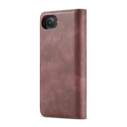 For iPhone 16e DG.MING Crazy Horse Texture Detachable Magnetic Leather Phone Case(Red) by DG.MING