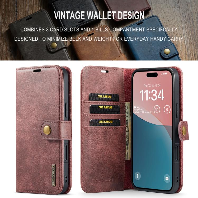 For iPhone 17 DG.MING Crazy Horse Texture Detachable Magnetic Leather Phone Case(Red) by DG.MING