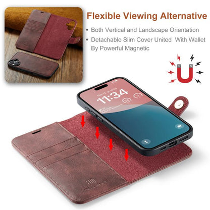 For iPhone 17 DG.MING Crazy Horse Texture Detachable Magnetic Leather Phone Case(Red) by DG.MING