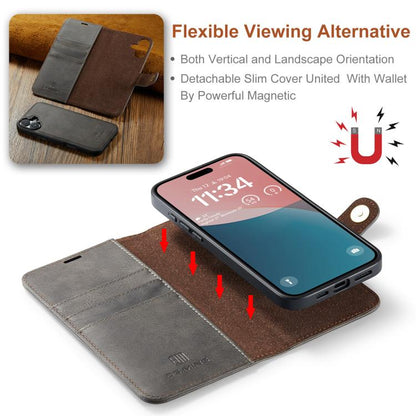For iPhone 17 DG.MING Crazy Horse Texture Detachable Magnetic Leather Phone Case(Grey) by DG.MING