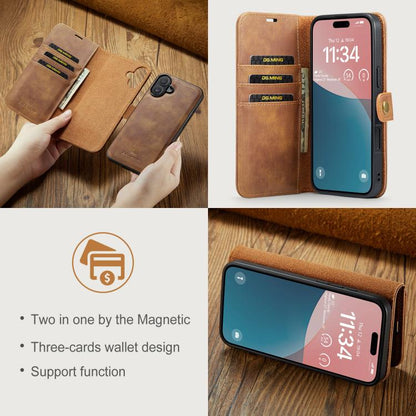 For iPhone 17 DG.MING Crazy Horse Texture Detachable Magnetic Leather Phone Case(Brown) by DG.MING