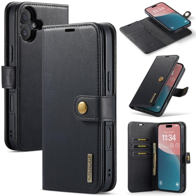 For iPhone 17 DG.MING Crazy Horse Texture Detachable Magnetic Leather Phone Case(Black) by DG.MING