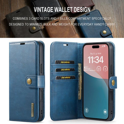 For iPhone 17 DG.MING Crazy Horse Texture Detachable Magnetic Leather Phone Case(Blue) by DG.MING