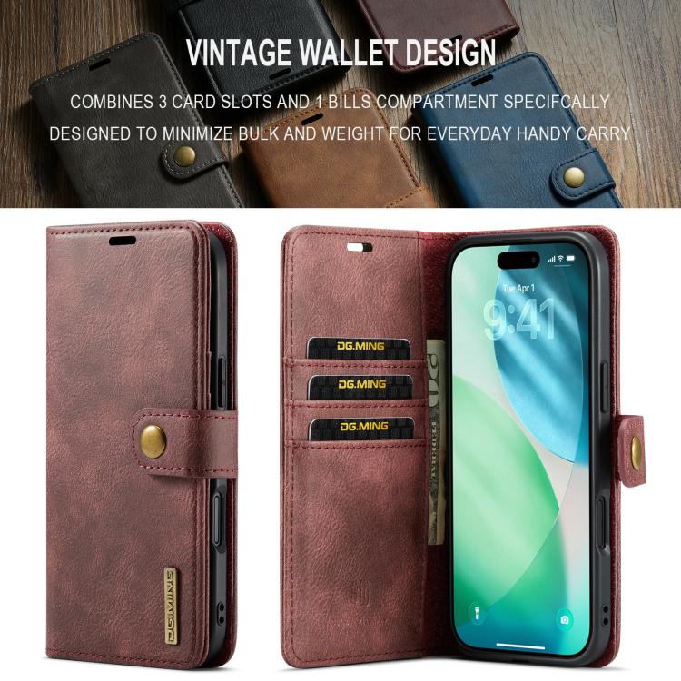 For iPhone Air DG.MING Crazy Horse Texture Detachable Magnetic Leather Phone Case(Red) by DG.MING
