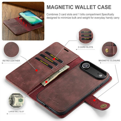 For iPhone Air DG.MING Crazy Horse Texture Detachable Magnetic Leather Phone Case(Red) by DG.MING