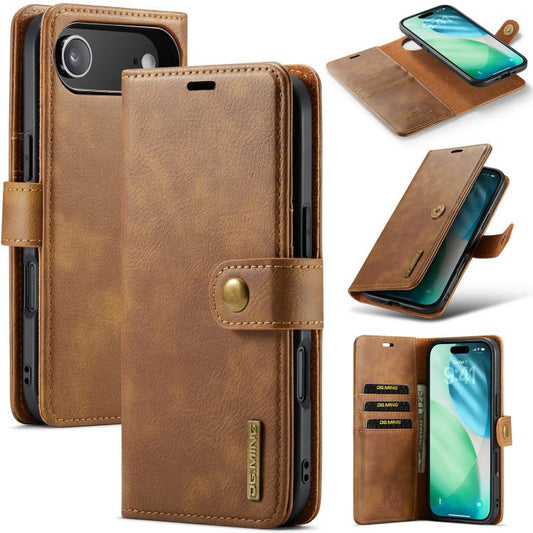 For iPhone Air DG.MING Crazy Horse Texture Detachable Magnetic Leather Phone Case(Brown) by DG.MING