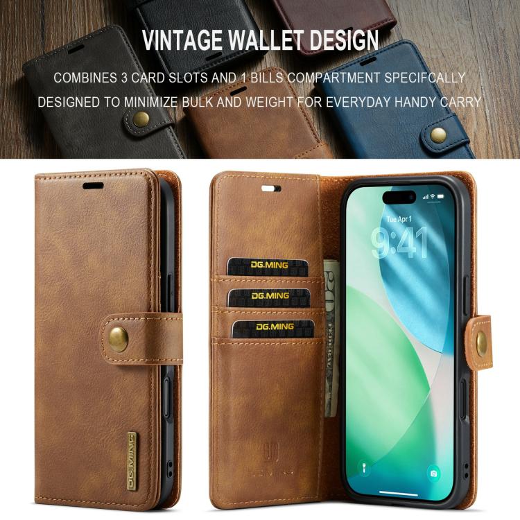 For iPhone Air DG.MING Crazy Horse Texture Detachable Magnetic Leather Phone Case(Brown) by DG.MING