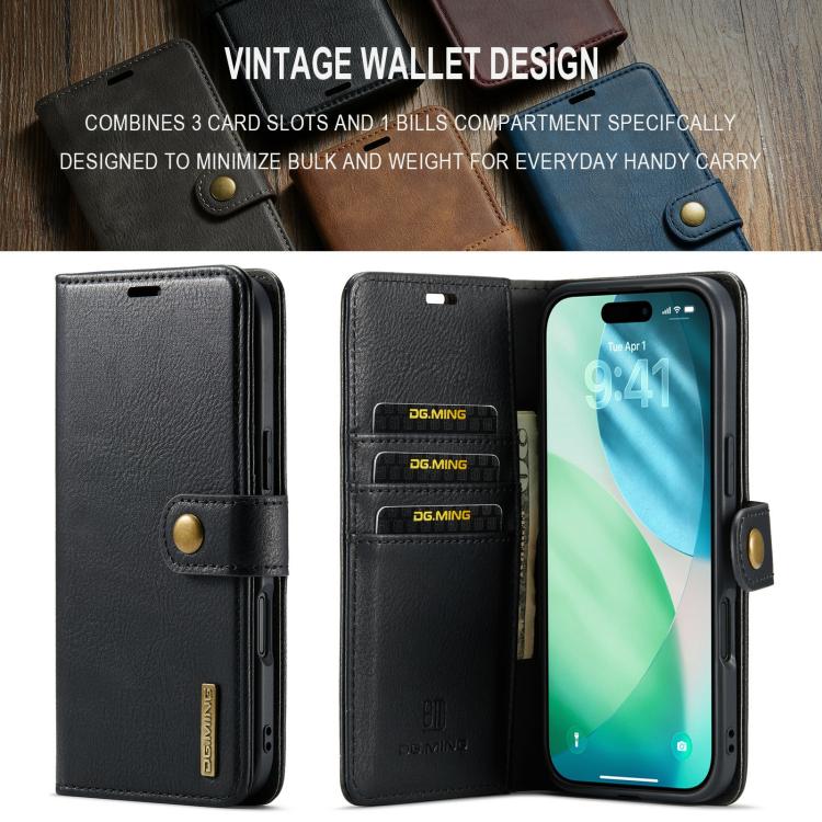 For iPhone Air DG.MING Crazy Horse Texture Detachable Magnetic Leather Phone Case(Black) by DG.MING