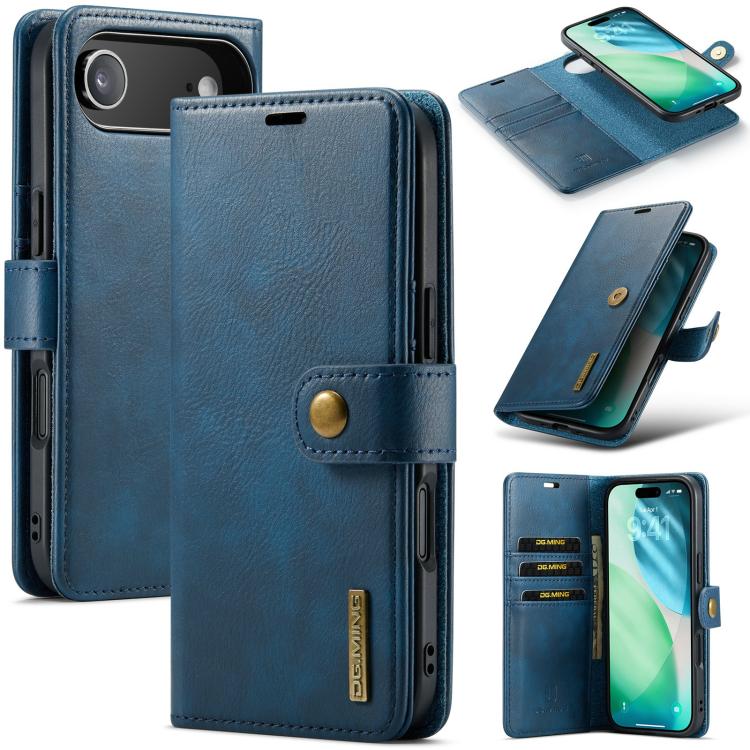 For iPhone Air DG.MING Crazy Horse Texture Detachable Magnetic Leather Phone Case(Blue) by DG.MING