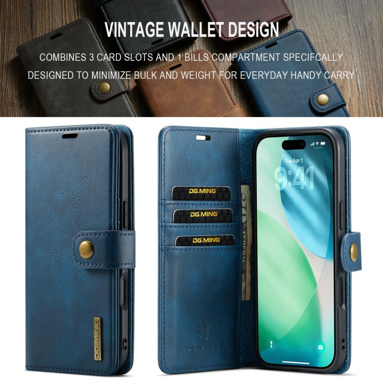 For iPhone Air DG.MING Crazy Horse Texture Detachable Magnetic Leather Phone Case(Blue) by DG.MING
