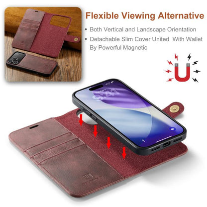 For iPhone 17 Pro DG.MING Crazy Horse Texture Detachable Magnetic Leather Phone Case(Red) by DG.MING