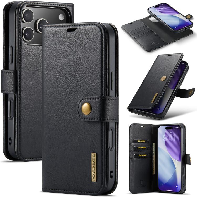 For iPhone 17 Pro DG.MING Crazy Horse Texture Detachable Magnetic Leather Phone Case(Black) by DG.MING