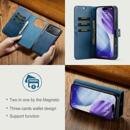 For iPhone 17 Pro DG.MING Crazy Horse Texture Detachable Magnetic Leather Phone Case(Blue) by DG.MING