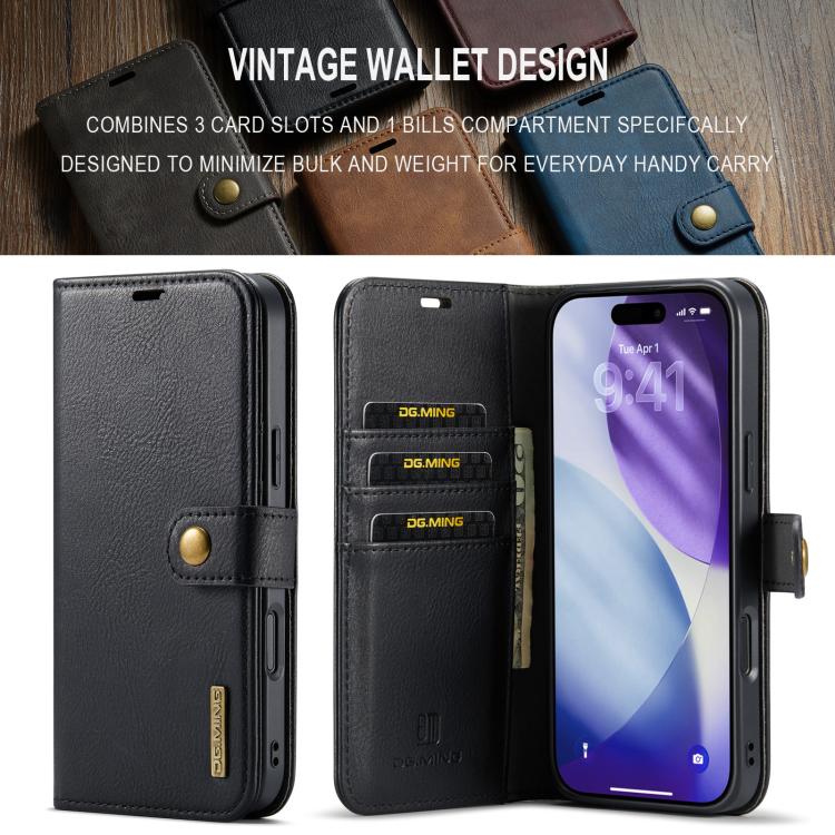 For iPhone 17 Pro Max DG.MING Crazy Horse Texture Detachable Magnetic Leather Phone Case(Black) by DG.MING
