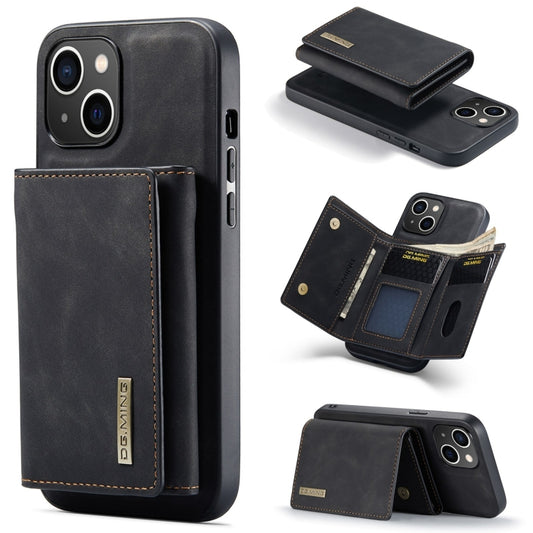 For iPhone 15 DG.MING M1 Series 3-Fold Multi Card Wallet Leather Phone Case(Black) by DG.MING