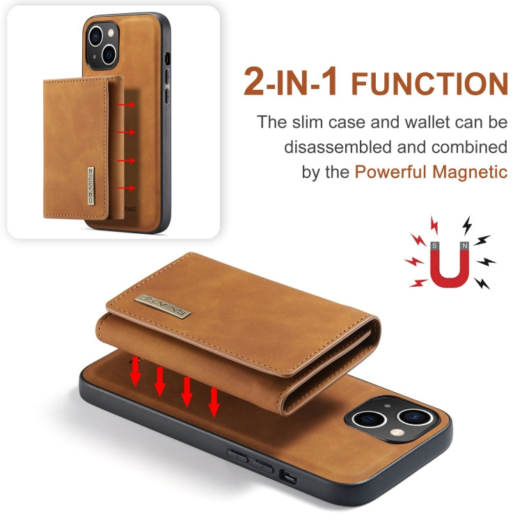 For iPhone 15 DG.MING M1 Series 3-Fold Multi Card Wallet Leather Phone Case(Brown) by DG.MING