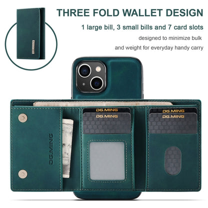 For iPhone 15 DG.MING M1 Series 3-Fold Multi Card Wallet Leather Phone Case(Green) by DG.MING