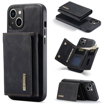 For iPhone 15 Plus DG.MING M1 Series 3-Fold Multi Card Wallet Leather Phone Case(Black) by DG.MING