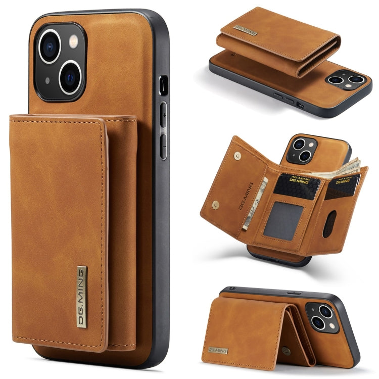 For iPhone 15 Plus DG.MING M1 Series 3-Fold Multi Card Wallet Leather Phone Case(Brown) by DG.MING