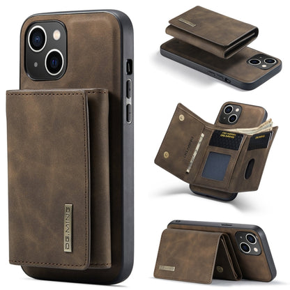 For iPhone 15 Plus DG.MING M1 Series 3-Fold Multi Card Wallet Leather Phone Case(Coffee) by DG.MING