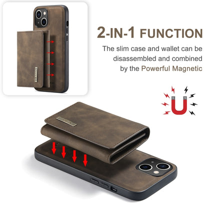 For iPhone 15 Plus DG.MING M1 Series 3-Fold Multi Card Wallet Leather Phone Case(Coffee) by DG.MING