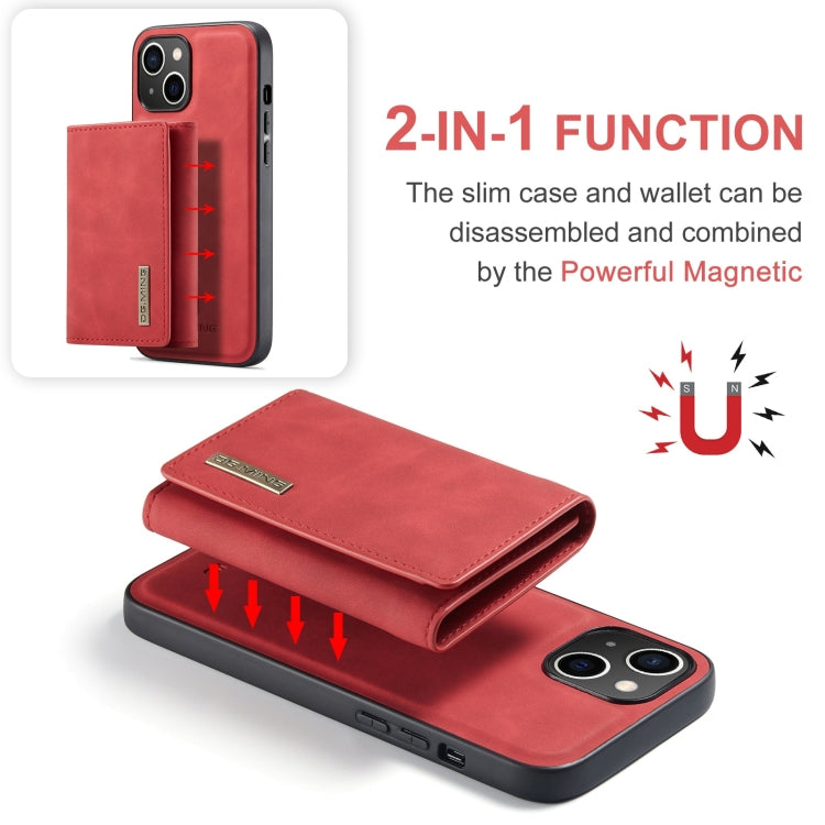 For iPhone 15 Plus DG.MING M1 Series 3-Fold Multi Card Wallet Leather Phone Case(Red) by DG.MING