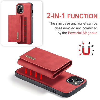For iPhone 15 Plus DG.MING M1 Series 3-Fold Multi Card Wallet Leather Phone Case(Red) by DG.MING